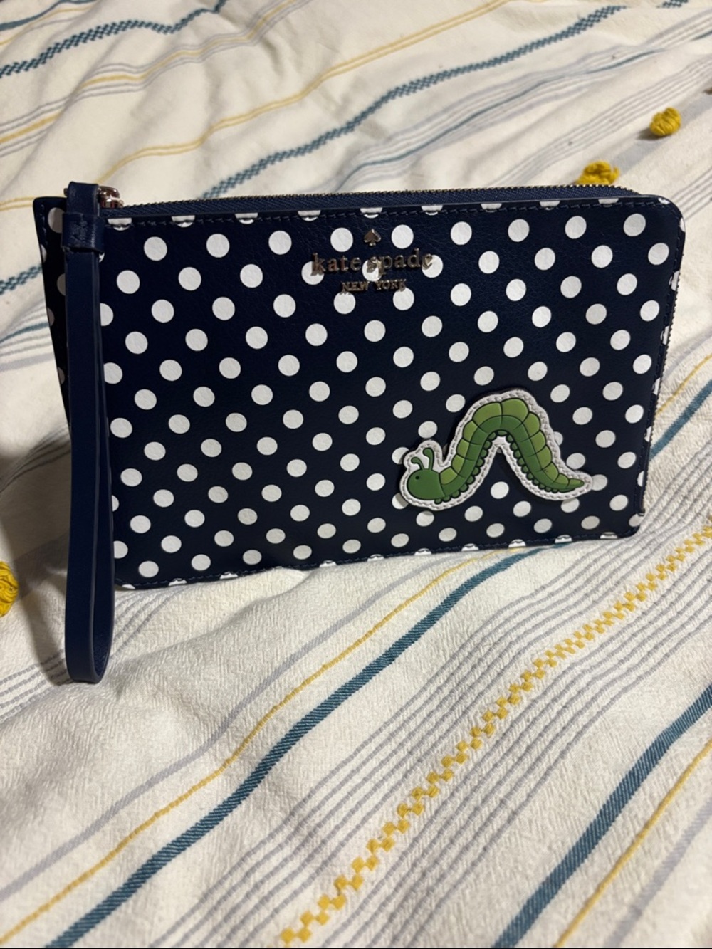 Kate Spade Enchanted Forest Inchworm Medium L-Zip Wristlet